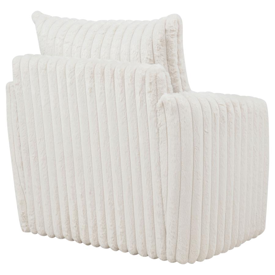 Sarco Ivory Corduroy Upholstered Swivel Accent Arm Chair
