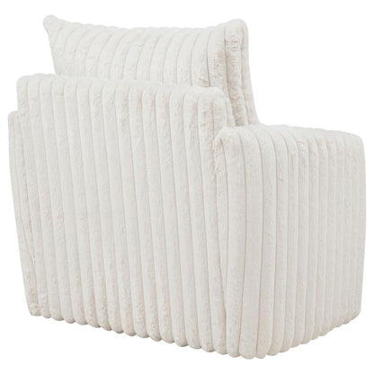 Sarco Ivory Corduroy Upholstered Swivel Accent Arm Chair