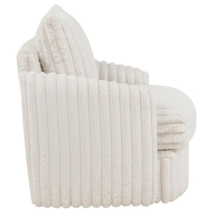 Sarco Ivory Corduroy Upholstered Swivel Accent Arm Chair