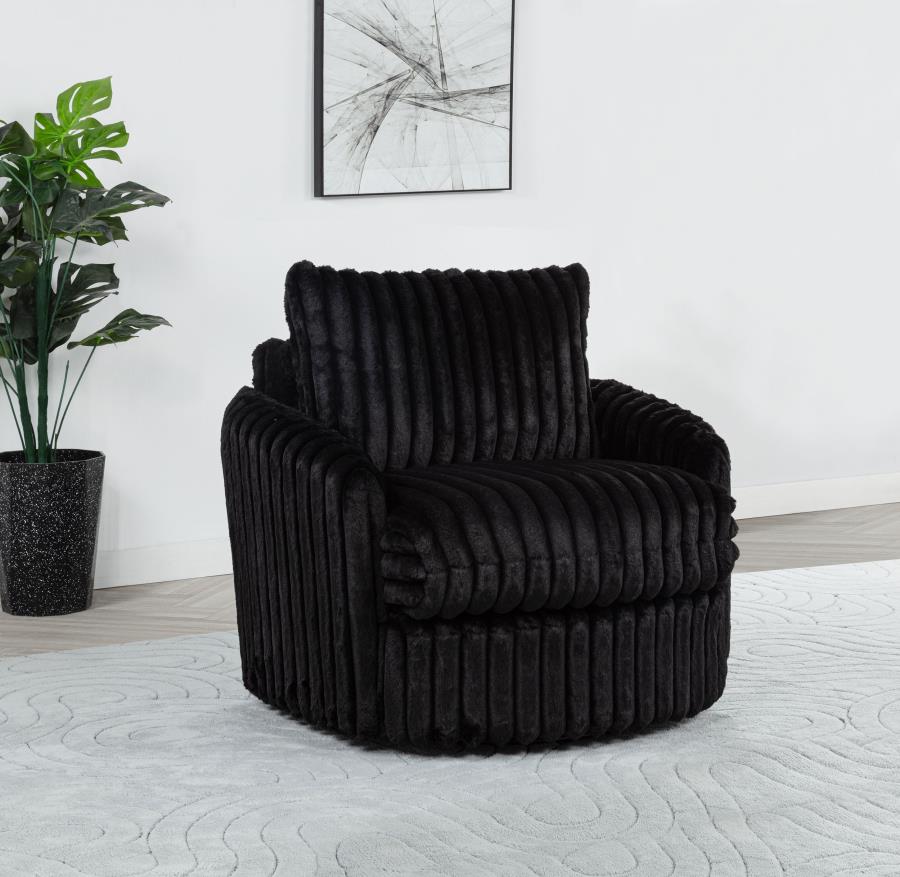 Sarco Ivory Corduroy Upholstered Swivel Accent Arm Chair