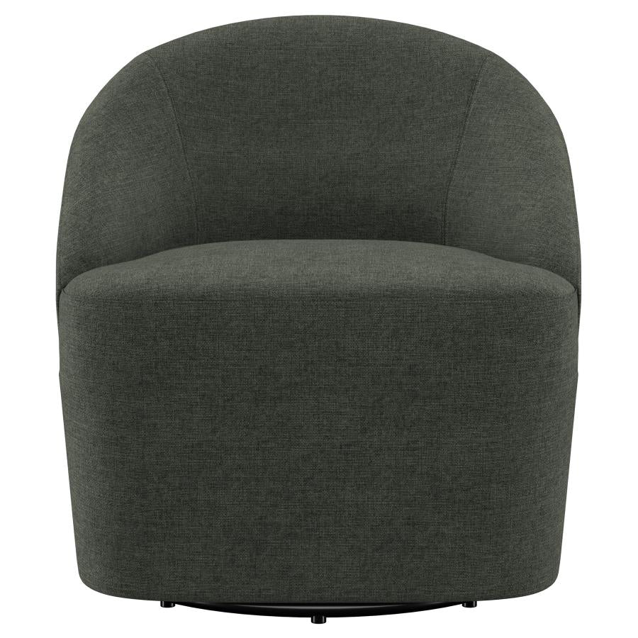 Leon Upholstered Barrel Accent Swivel Chair Hunter Green