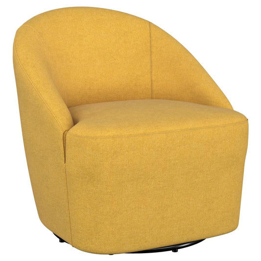 Leon Upholstered Barrel Accent Swivel Chair Mustard Yellow - Chic and Comfortable Living Room Seating