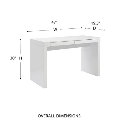 Donald Desk in White with Two Drawers