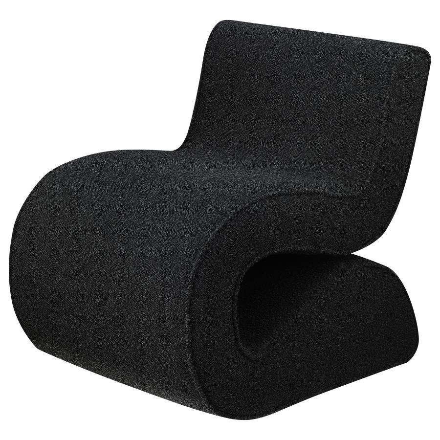 Ronea Boucle Upholstered Armless Curved Chair Charcoal - Stylish and Comfortable Accent Chair for Modern Spaces