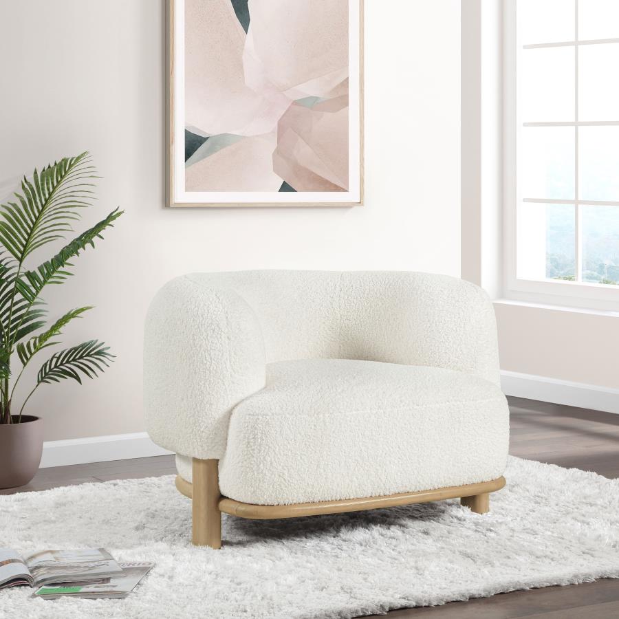 Lawler Ivory Boucle Upholstered Barrel Back Accent Chair
