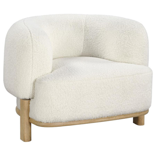 Lawler Ivory Boucle Upholstered Barrel Back Accent Chair