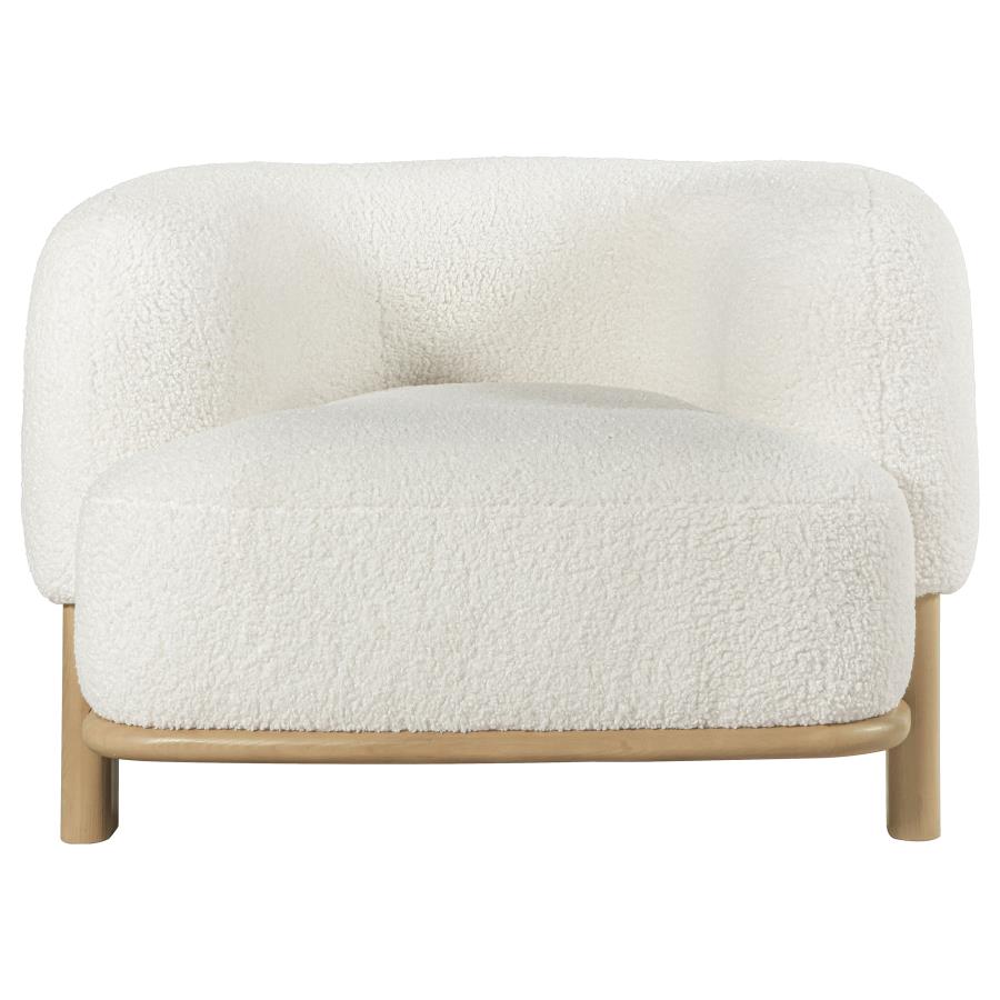 Lawler Ivory Boucle Upholstered Barrel Back Accent Chair