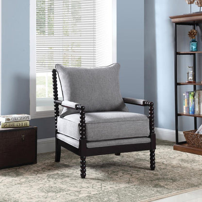 Blanchett Upholstered Bobbin Accent Chair Grey and Black - Stylish and Unique Accent Chair for Your Home Decor