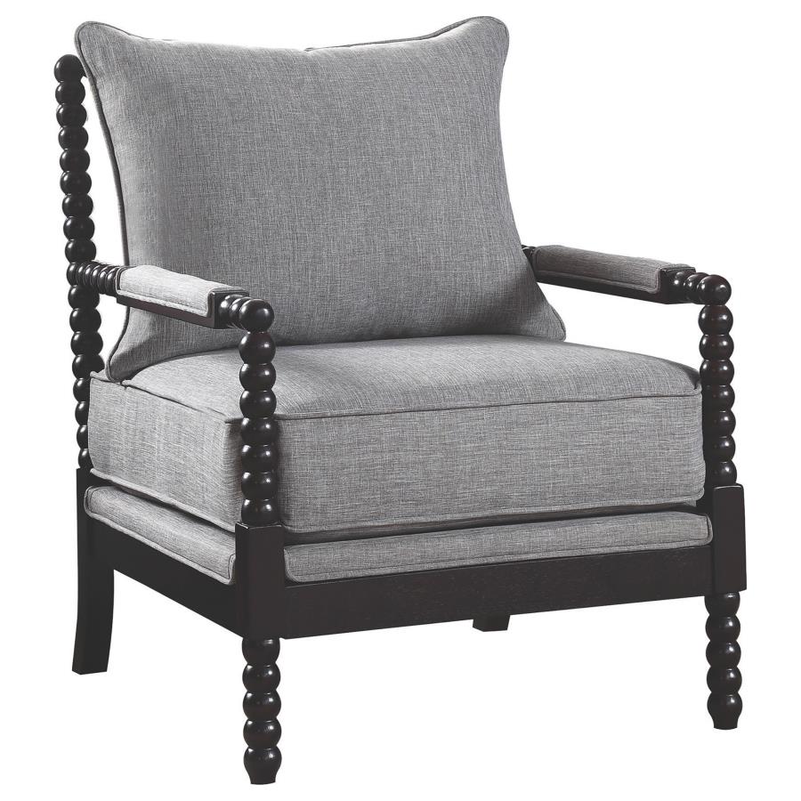 Blanchett Upholstered Bobbin Accent Chair Grey and Black - Stylish and Unique Accent Chair for Your Home Decor