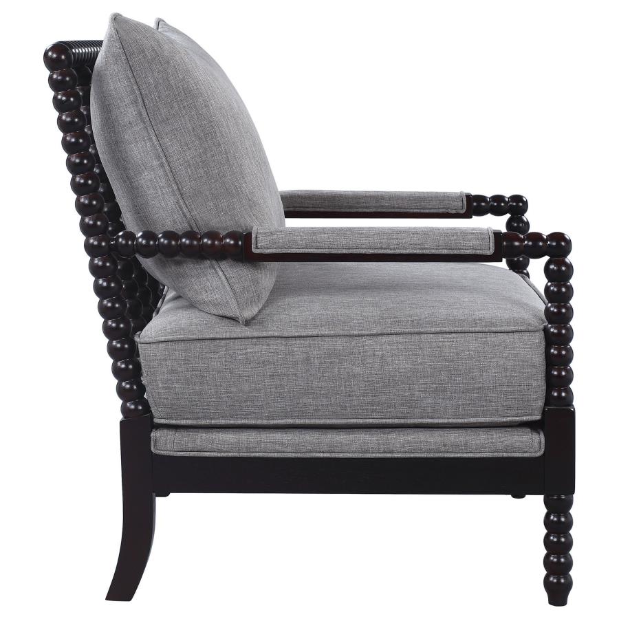 Blanchett Upholstered Bobbin Accent Chair Grey and Black - Stylish and Unique Accent Chair for Your Home Decor