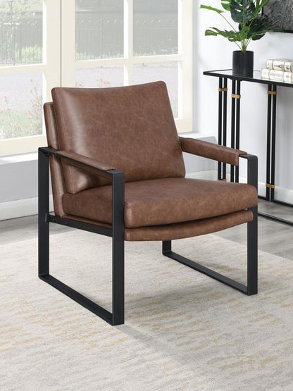 Rosalind Upholstered Track Arm Accent Chair Brown - Stylish and Comfortable Seating for Your Living Room