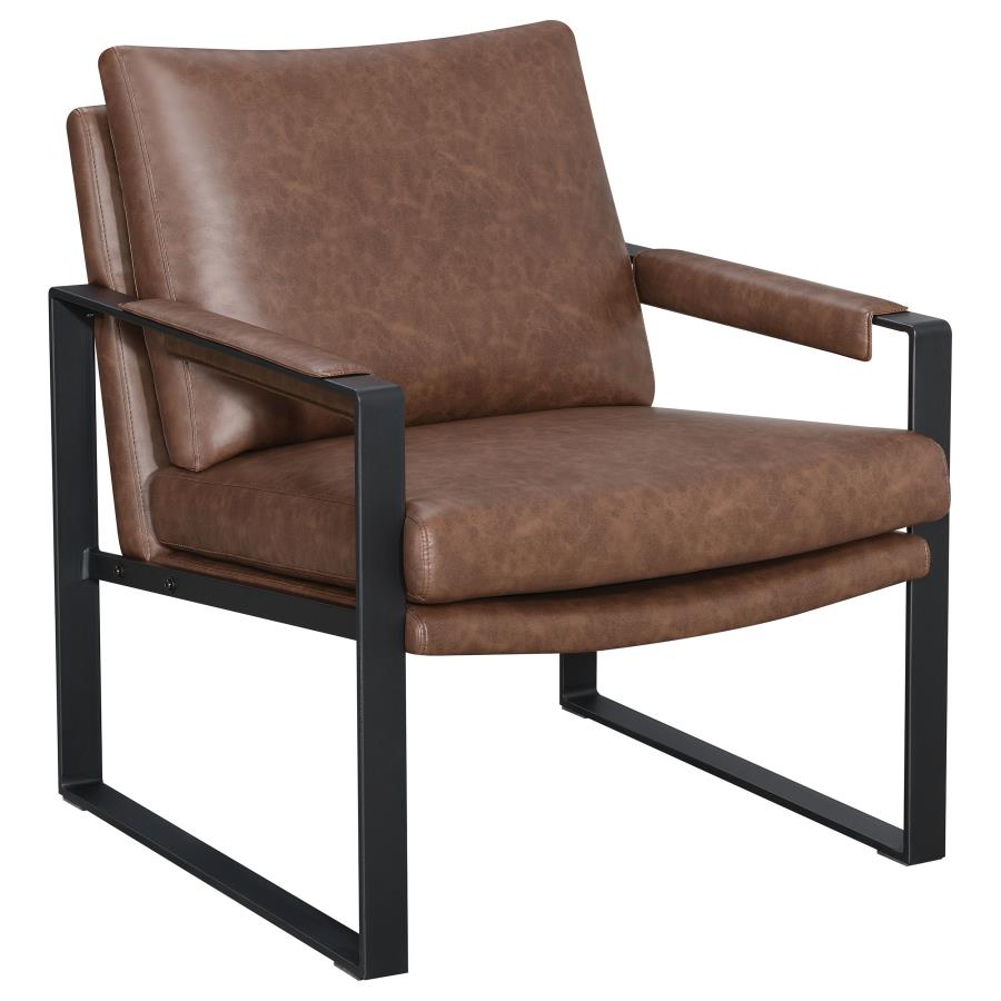 Rosalind Upholstered Track Arm Accent Chair Brown - Stylish and Comfortable Seating for Your Living Room