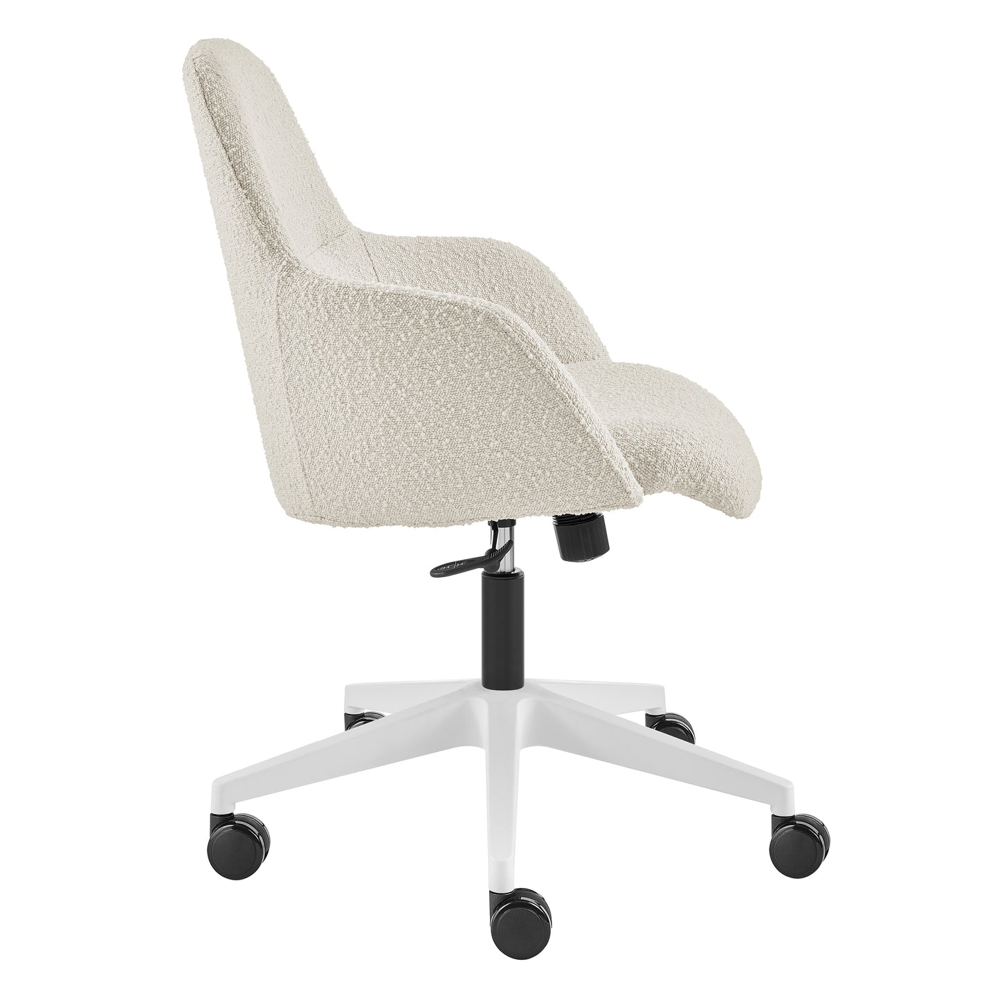 Mia Office Chair in Ivory Fabric with White Base