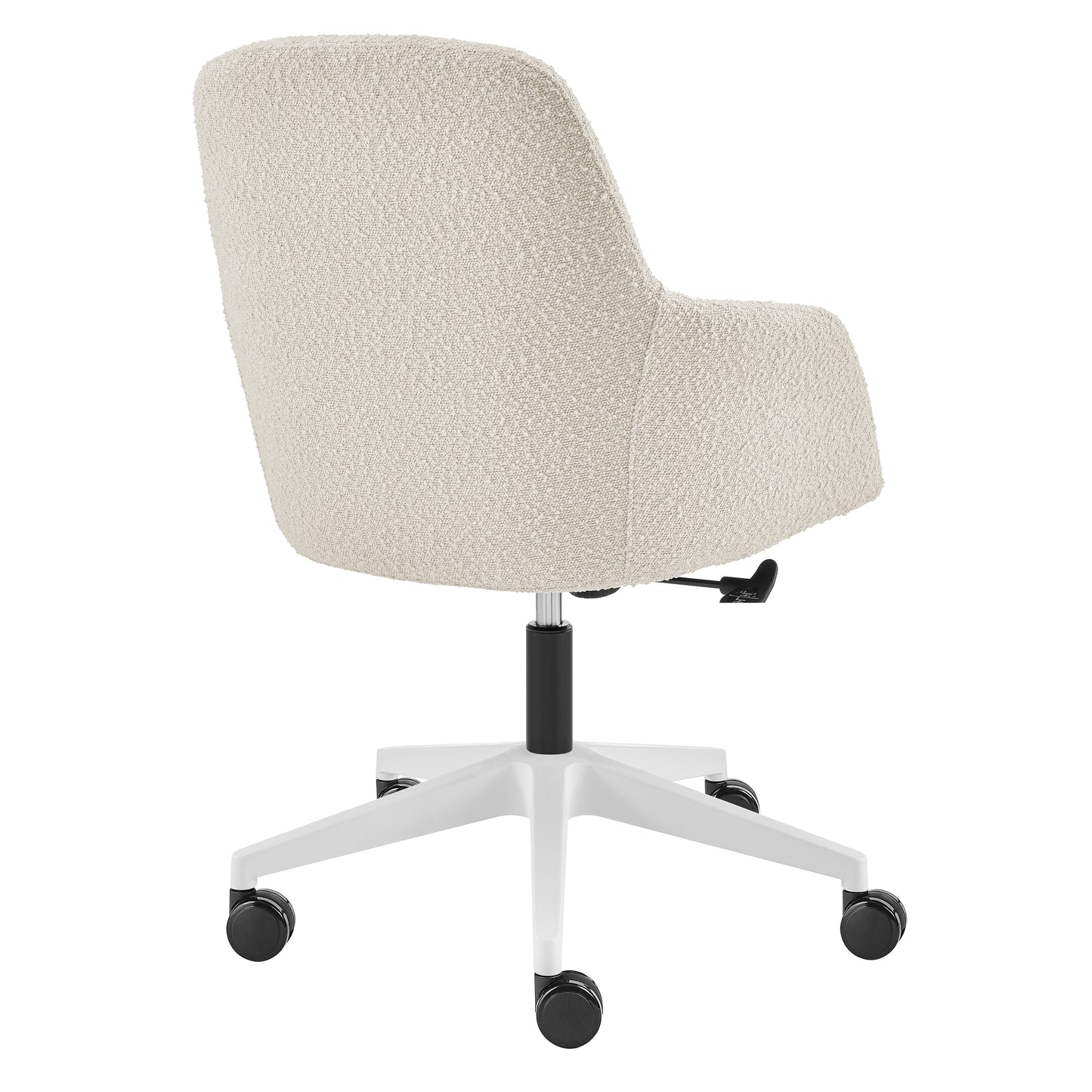 Mia Office Chair in Ivory Fabric with White Base