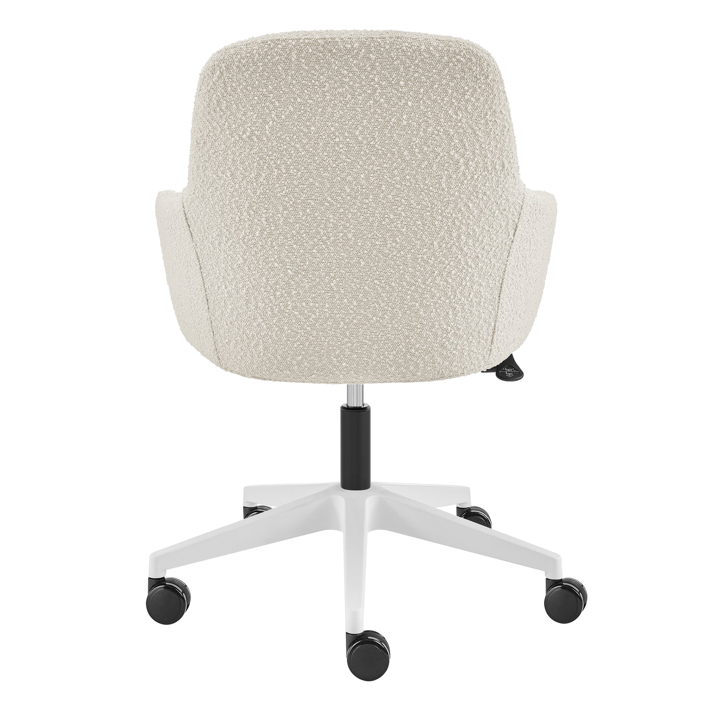 Mia Office Chair in Ivory Fabric with White Base