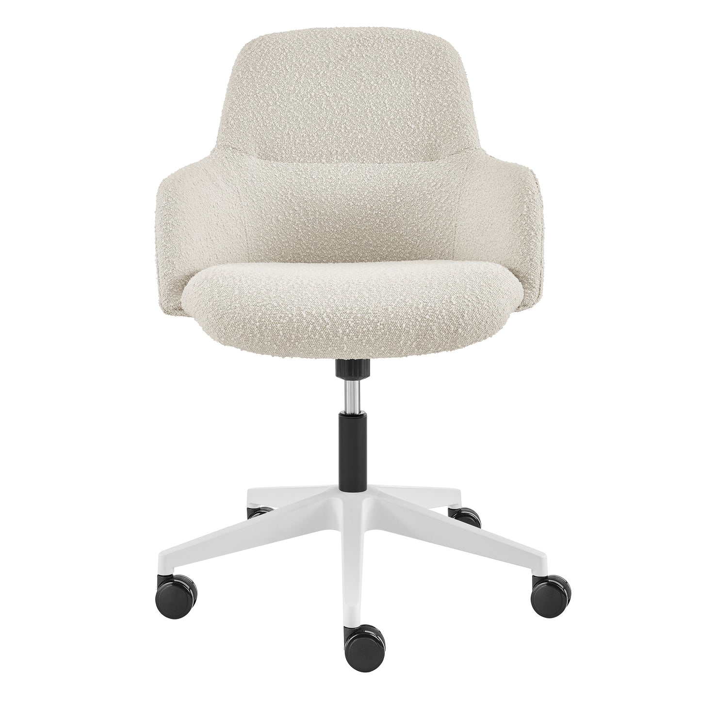 Mia Office Chair in Ivory Fabric with White Base