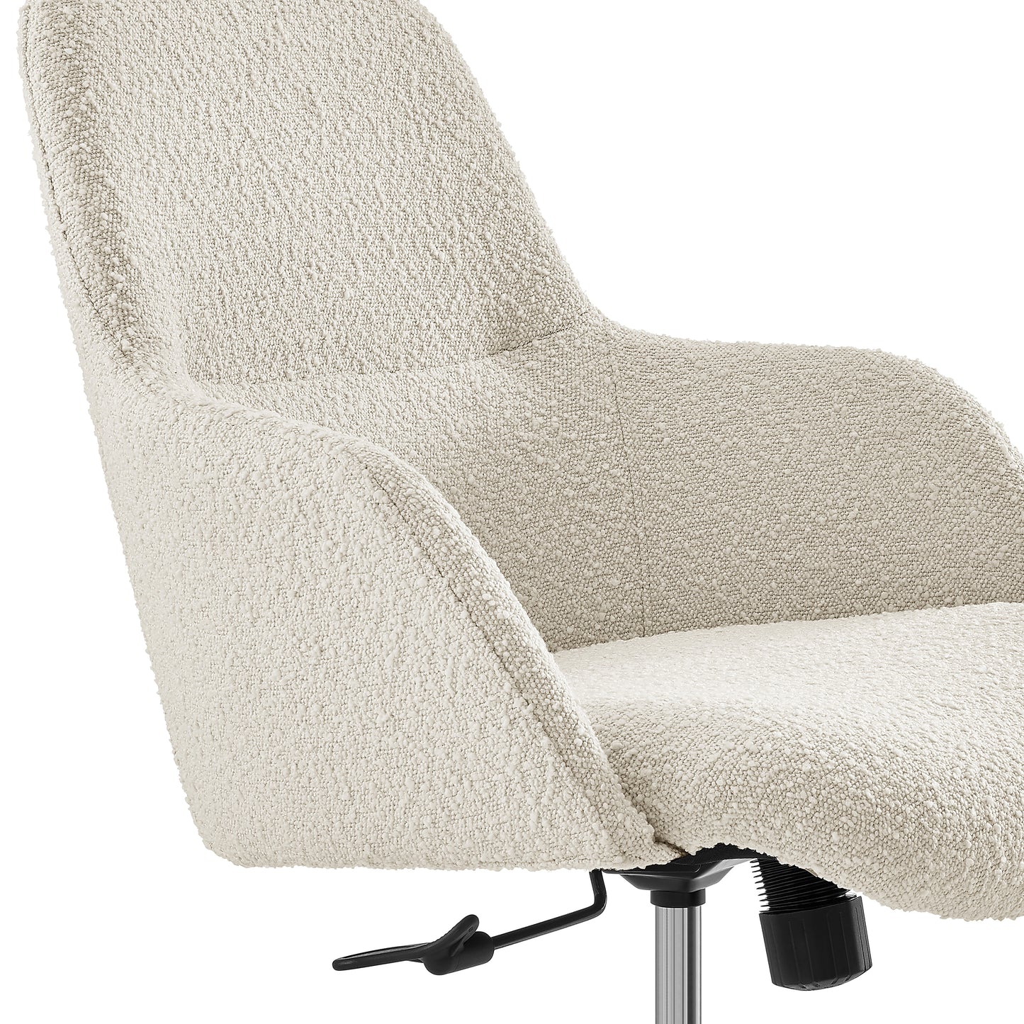 Mia Office Chair in Ivory Fabric with White Base