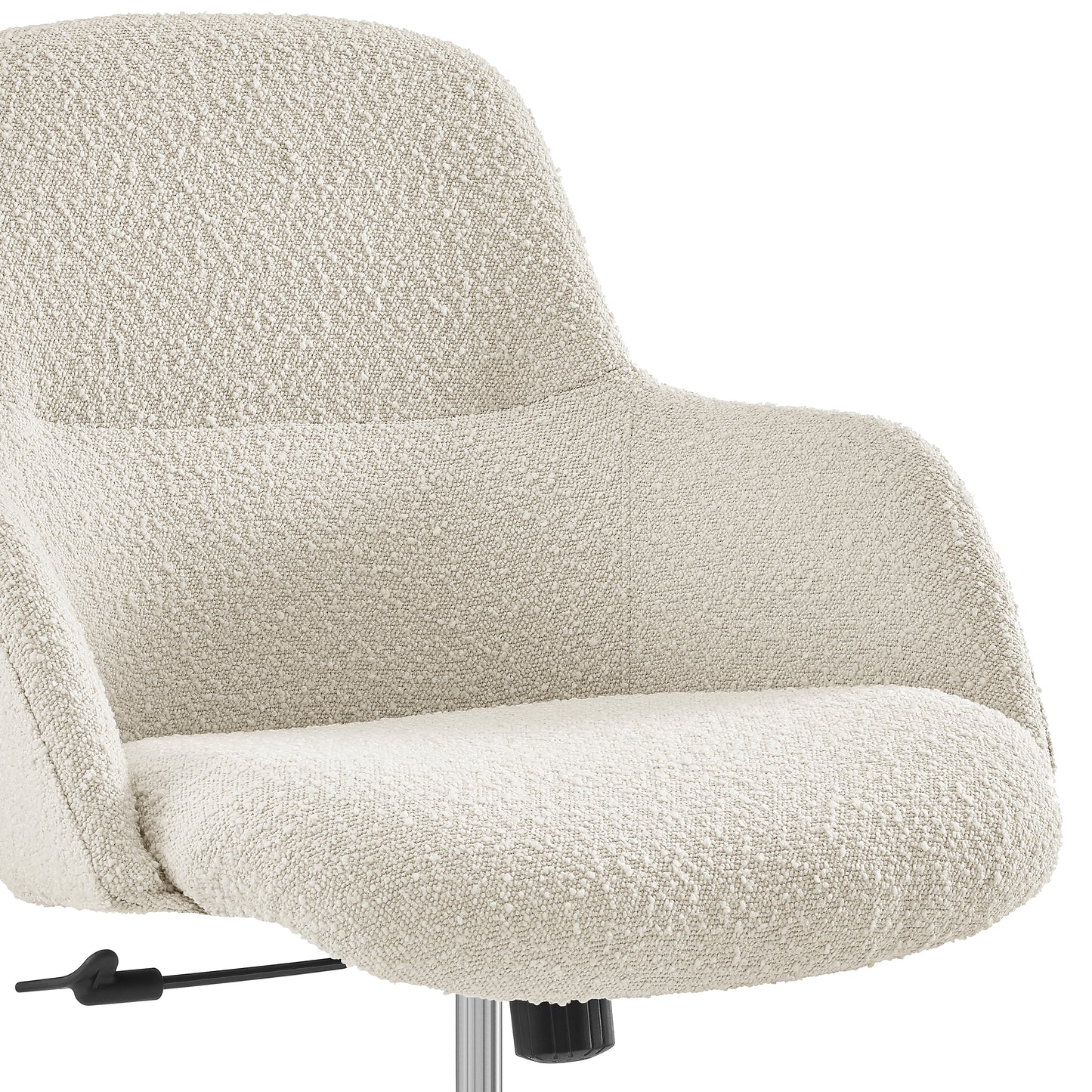 Mia Office Chair in Ivory Fabric with White Base