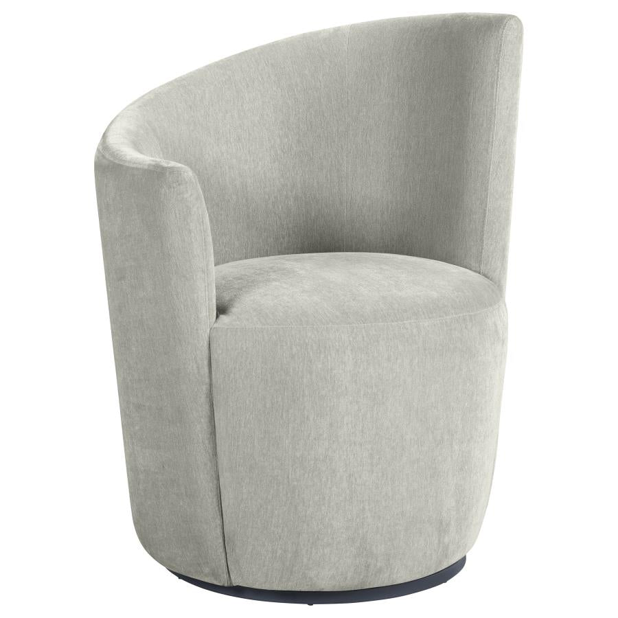 Nueva Blush Upholstered Swivel Chair – Curved Backrest Accent Lounge Chair
