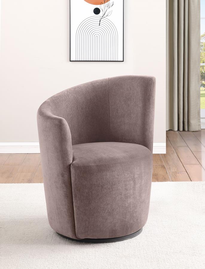 Nueva Blush Upholstered Swivel Chair – Curved Backrest Accent Lounge Chair