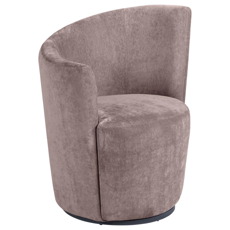 Nueva Blush Upholstered Swivel Chair – Curved Backrest Accent Lounge Chair