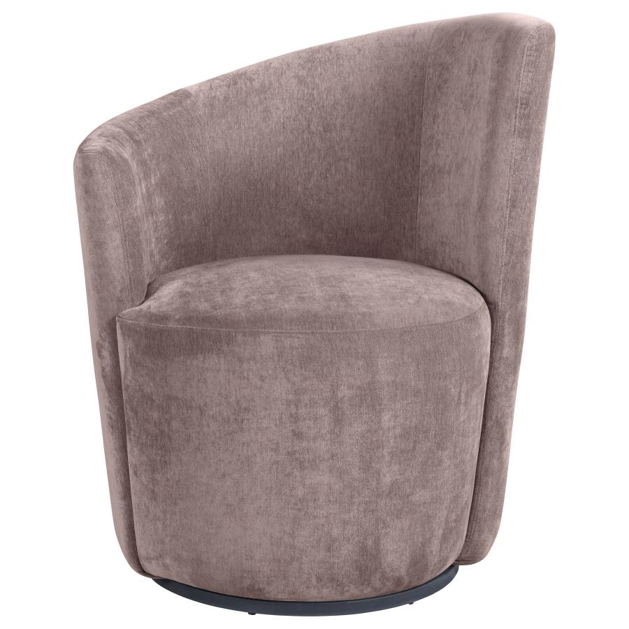 Nueva Blush Upholstered Swivel Chair – Curved Backrest Accent Lounge Chair