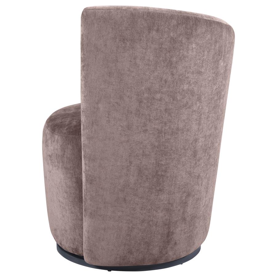 Nueva Blush Upholstered Swivel Chair – Curved Backrest Accent Lounge Chair