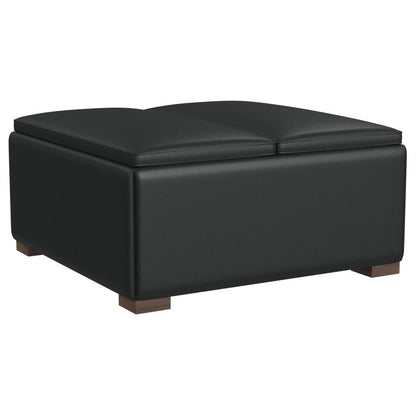 Paris Upholstered Storage Ottoman with Trays Black