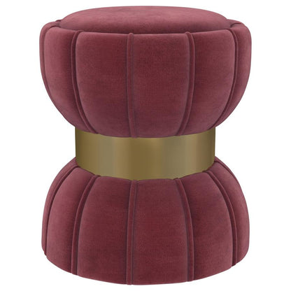 Sora Round Upholstered Ottoman Berry