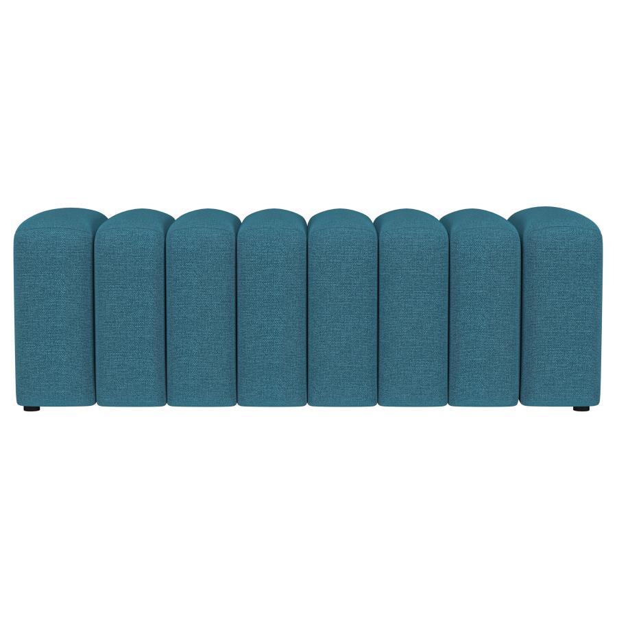 Summer Fabric Upholstered Tufted Accent Bench Peacock Blue