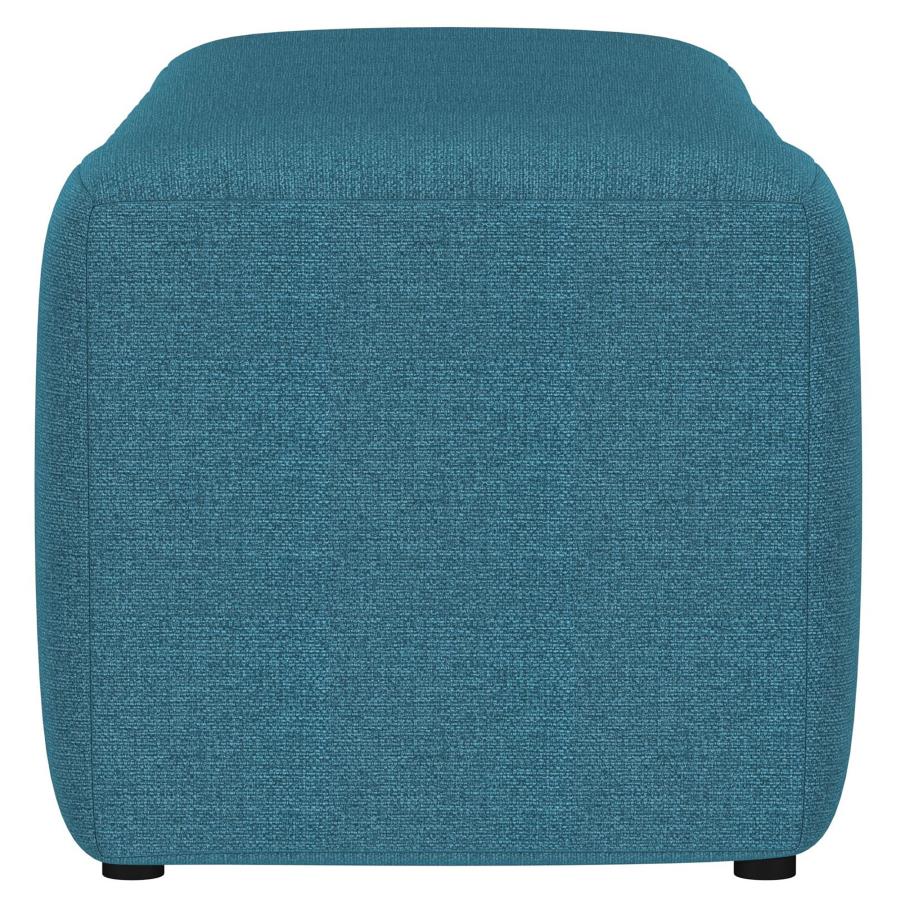 Summer Fabric Upholstered Tufted Accent Bench Peacock Blue