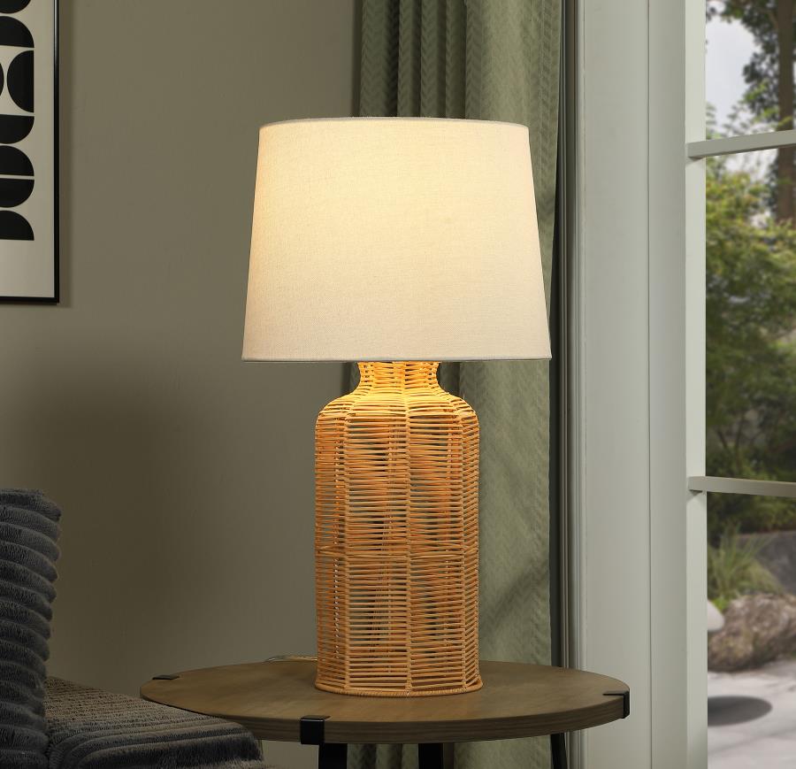 Nairobi Empire Shade Handwoven Rattan Table Lamp in Natural – Boho Chic Lighting Accent