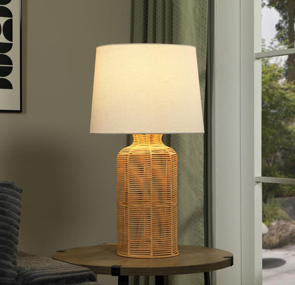 Nairobi Empire Shade Handwoven Rattan Table Lamp in Natural – Boho Chic Lighting Accent