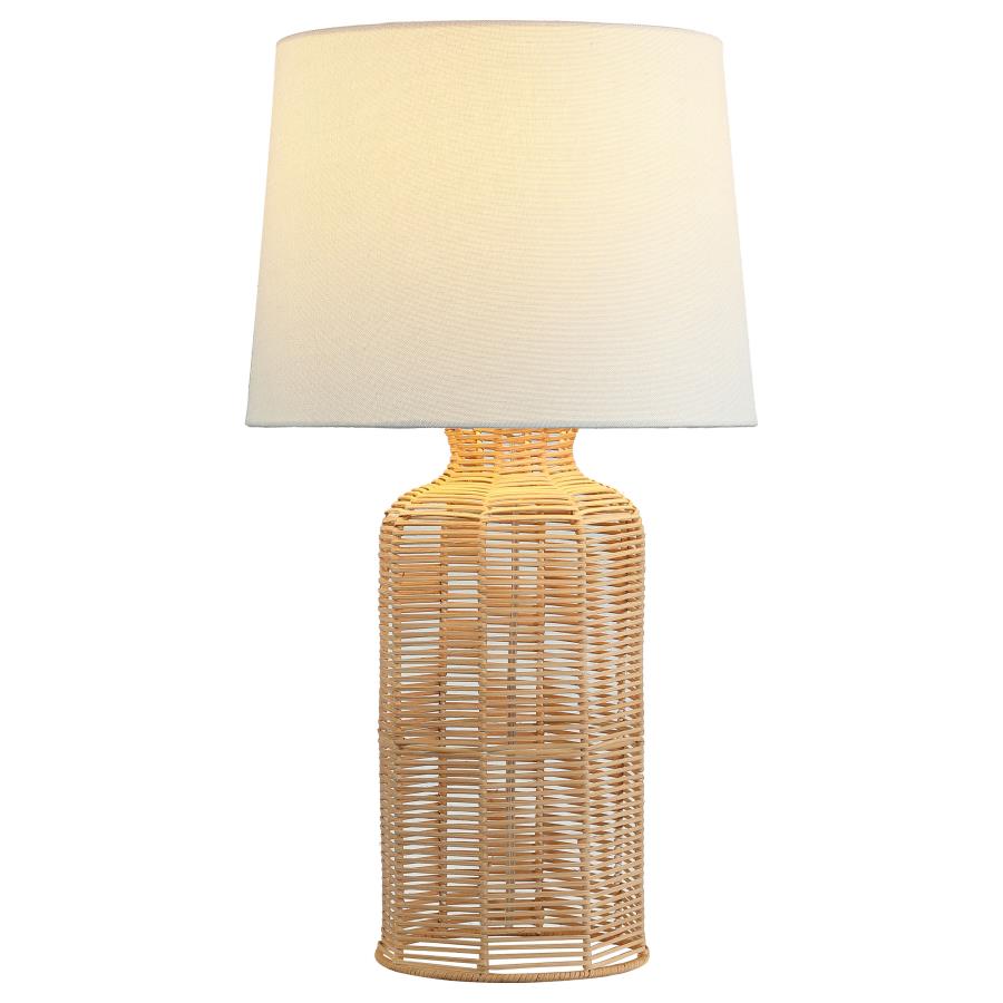 Nairobi Empire Shade Handwoven Rattan Table Lamp in Natural – Boho Chic Lighting Accent