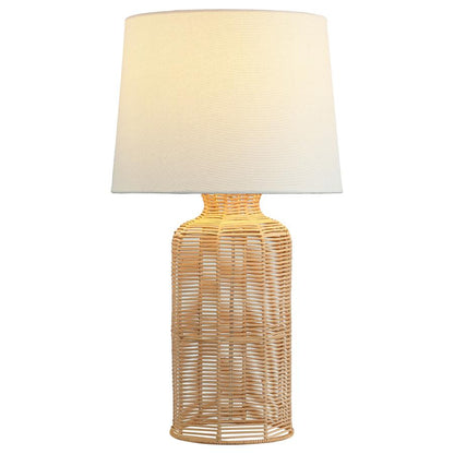 Nairobi Empire Shade Handwoven Rattan Table Lamp in Natural – Boho Chic Lighting Accent