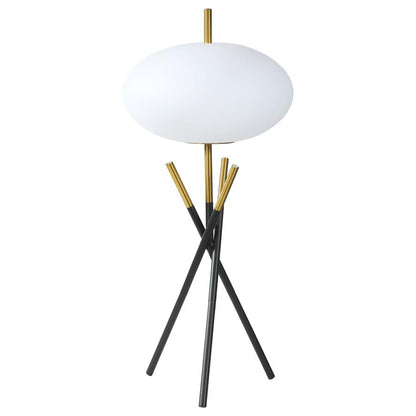 Layton White Orb Shade Tripod Table Lamp in Black – Modern Minimalist Lighting Accent