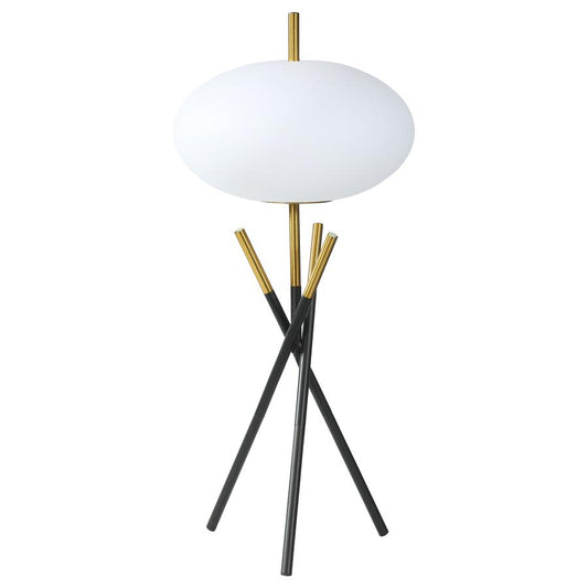 Layton White Orb Shade Tripod Table Lamp in Black – Modern Minimalist Lighting Accent