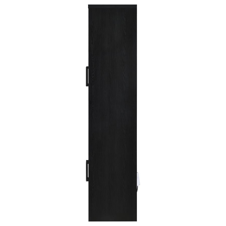 Riva 4-Door Tall Black Display Cabinet with LED Lighting - Modern Accent Storage