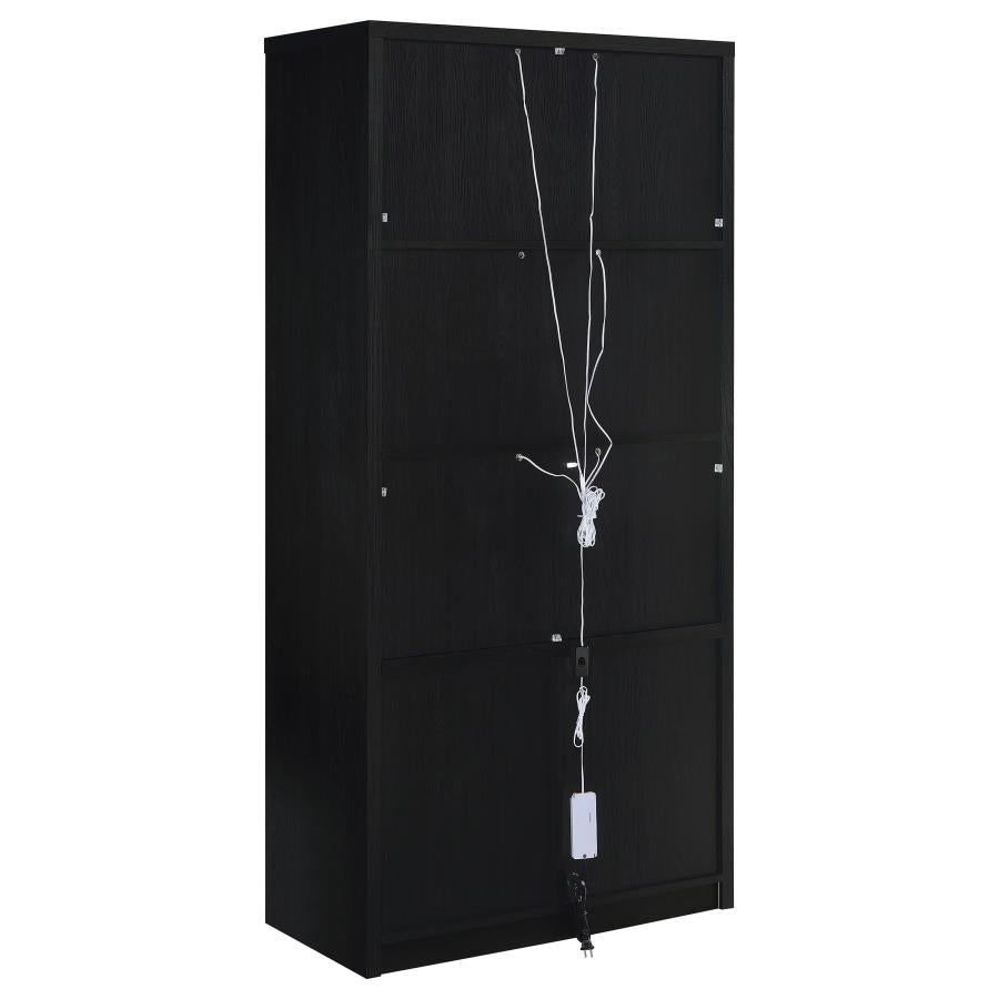 Riva 4-Door Tall Black Display Cabinet with LED Lighting - Modern Accent Storage