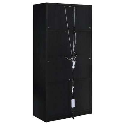Riva 4-Door Tall Black Display Cabinet with LED Lighting - Modern Accent Storage