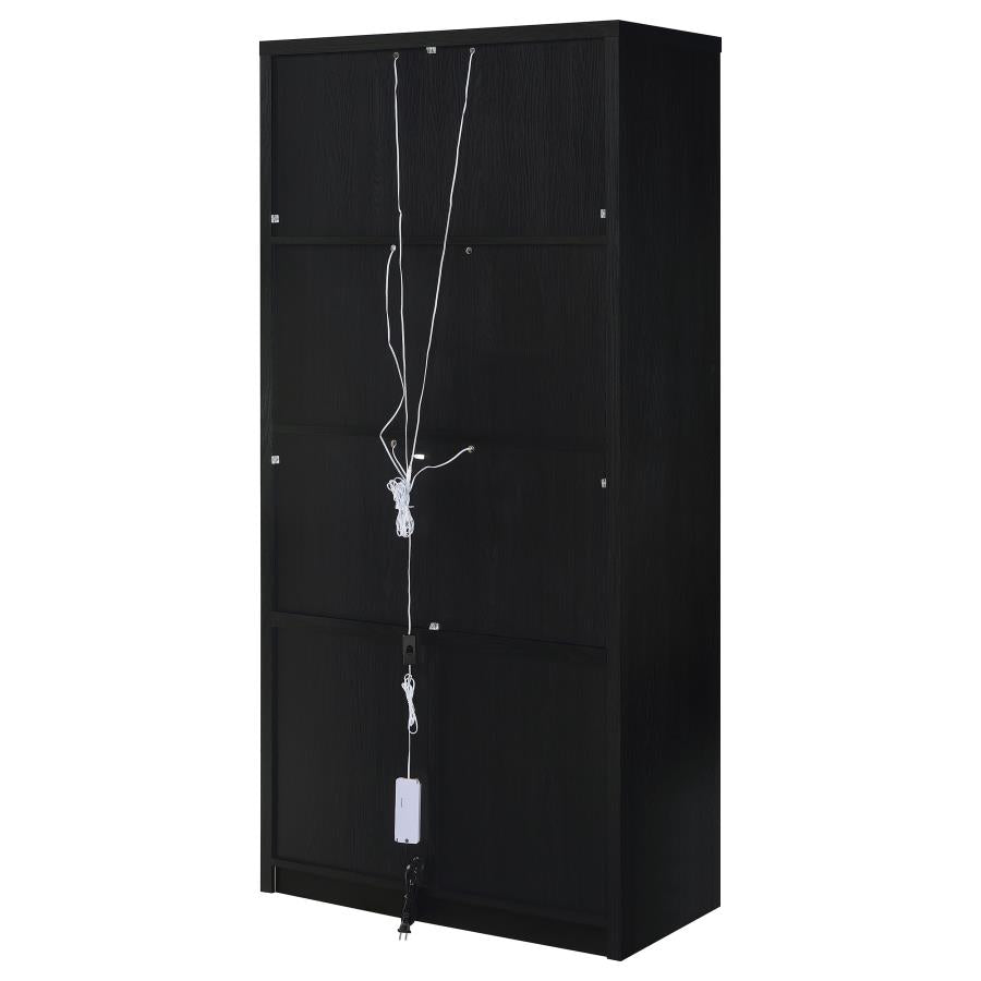 Riva 4-Door Tall Black Display Cabinet with LED Lighting - Modern Accent Storage