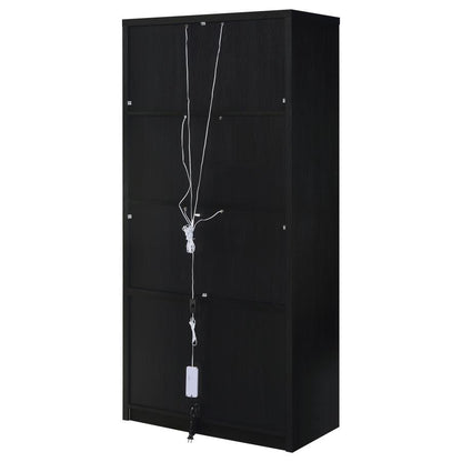 Riva 4-Door Tall Black Display Cabinet with LED Lighting - Modern Accent Storage