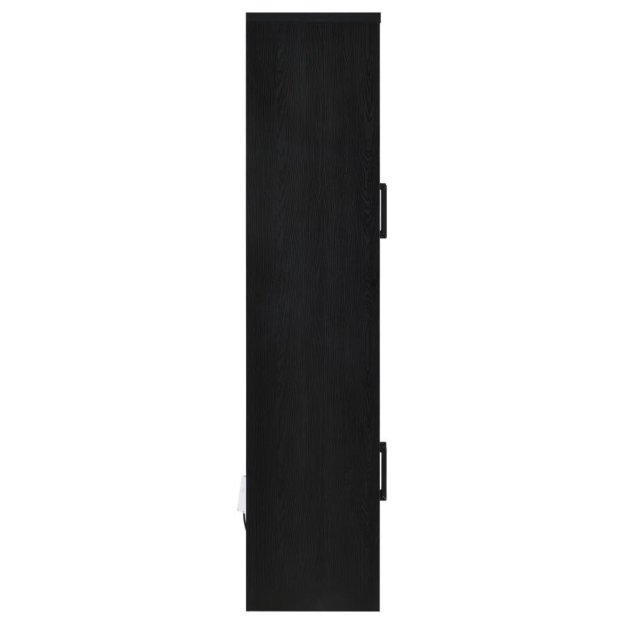 Riva 4-Door Tall Black Display Cabinet with LED Lighting - Modern Accent Storage