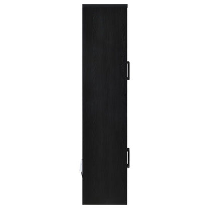 Riva 4-Door Tall Black Display Cabinet with LED Lighting - Modern Accent Storage