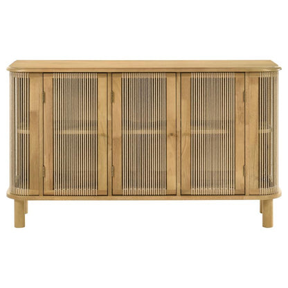 Ervine Natural 3‑Door Rope Panel Sideboard Accent Storage Cabinet
