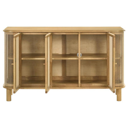 Ervine Natural 3‑Door Rope Panel Sideboard Accent Storage Cabinet