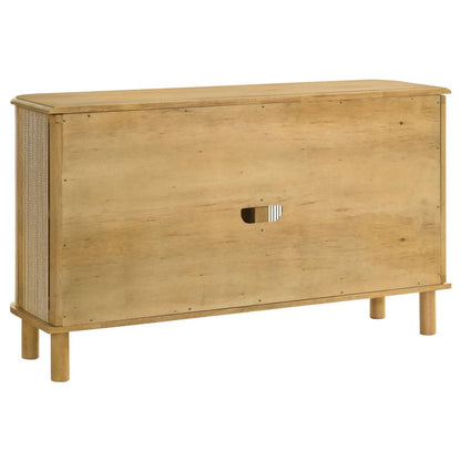 Ervine Natural 3‑Door Rope Panel Sideboard Accent Storage Cabinet