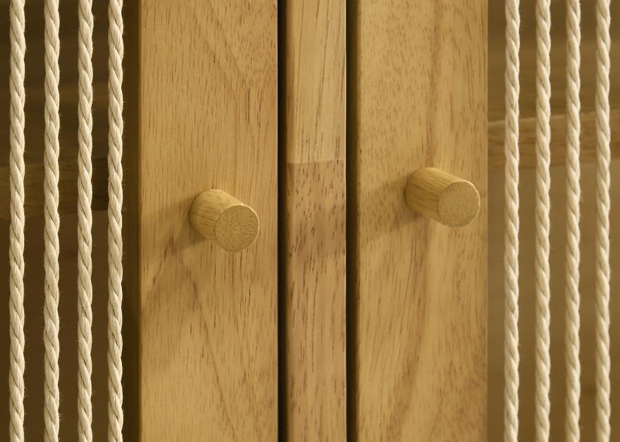 Ervine Natural 3‑Door Rope Panel Sideboard Accent Storage Cabinet