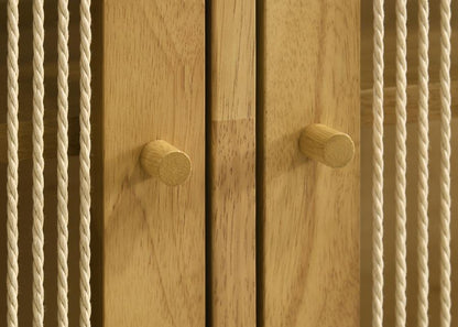 Ervine Natural 3‑Door Rope Panel Sideboard Accent Storage Cabinet
