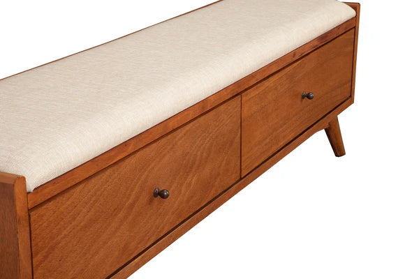 Flynn Acorn Bench - Stylish Mid-Century Modern Seating with Warm Acorn Finish